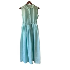 Vintage 1950s Biglon Aqua Blue midi Dress Lace Peter Pan Collar Size xs