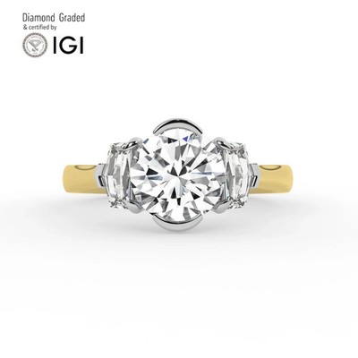 Round Solitaire Labgrown Diamond Engagement Ring 18k Yellow Gold 3.60 Ct