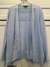 Ann Taylor Women's Light Blue Linen Open Front Cardigan Sweater Size M