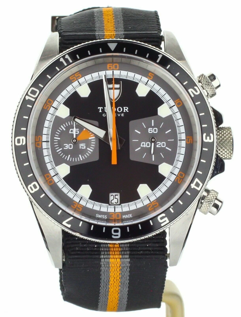 Tudor Heritage Chronograph Black Orange on Nato m70330n 0004