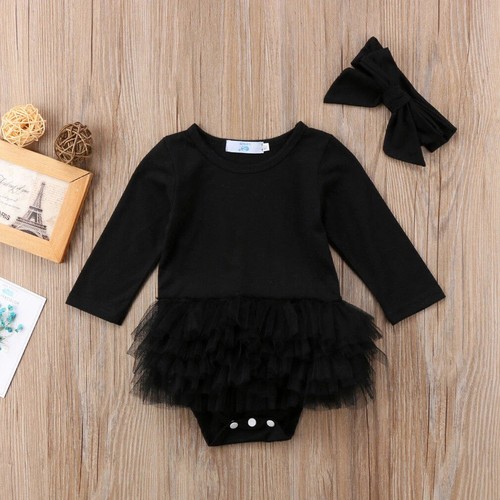 Toddlers Baby Girl Romper Princess Dress Tutu Skirt Jumpsuit Headband Outfit Set - Picture 2 of 10