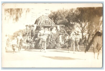 1911 Parade Float Flowers Costume Child Horse Pasadena CA RPPC Photo Postcard