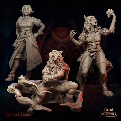 Lunara Female Elf Werewolf Fighter Miniature | D&D DnD |