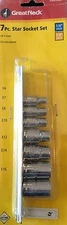 GREAT NECK 7 PC E-TORX STAR SOCKET SET 1/4 + 3/8 DRIVE  E6,E7,E8,E10,E12,E14,E16