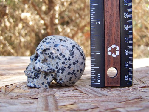 2.0" Dalmatian Jasper Stone Skull Hand Carved 92.1g 3.2oz Crystal Healing - Picture 10 of 12