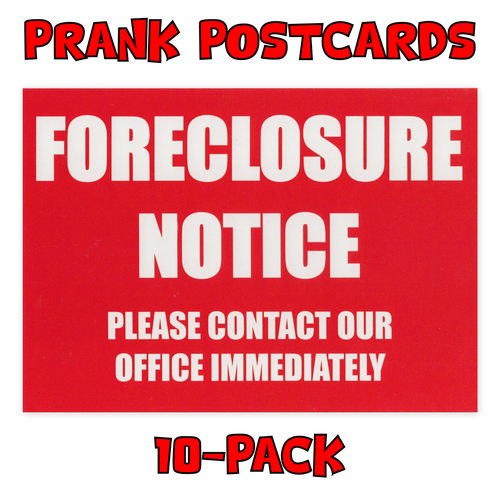(10-Pack) Prank Postcards - Foreclosure Notice - Send Them To Victims Yourself - Afbeelding 1 van 5
