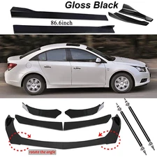 Front Bumper Lip Spoiler Splitter 86.6" Side Skirt Rear For Chevrolet Cruze