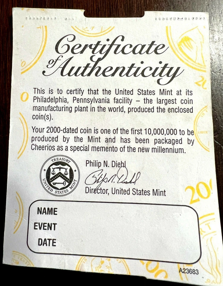 2000 US MINT CENT CHEERIOS PROMOTION NGC MS66 RD LINCOLN PENNY W/ OGP - Image 3 of 4