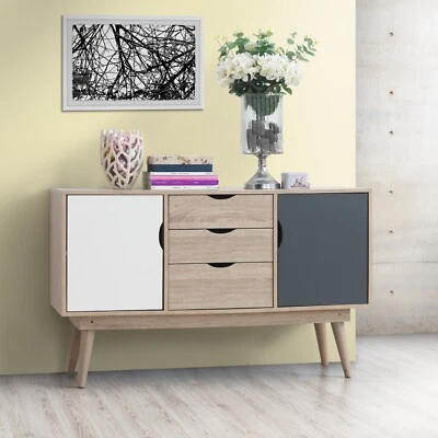 ALFORD Large Sideboard Storage Unit 3 Drawer 2 Doors Modern Scandi Style