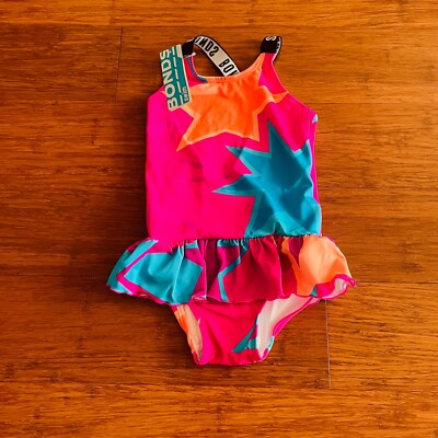 Bonds Baby Girl Star Strap One Piece Frill Swim Swimsuit Size