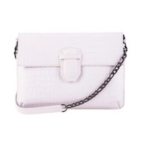 Damen WeißE Leder Clutch Crossbody Schulter Alligator GepräGte Kuhhaut Tasche