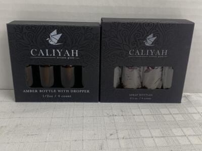 Caliyah Artisan Glass Spray & Amber Bottle Pack of 4 Lot of 2 w/ Dropper - Amber