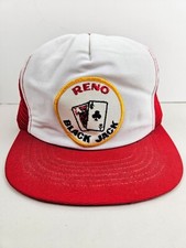 Vintage USA MADE Reno NV Casino Black Jack Patch Trucker Hat Snapback Dad Cap