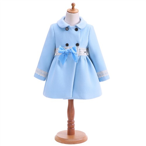Kids Girls Formal Double Breasted Cotton Winter Warm Padded Long Jacket Coat - Picture 4 of 16