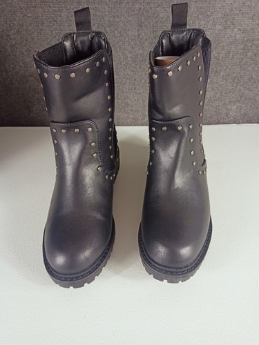BNIB City Chic Size 39 8 Wide Fit MINKE Ankle Boot Black Biker Silver Studs - Picture 13 of 20