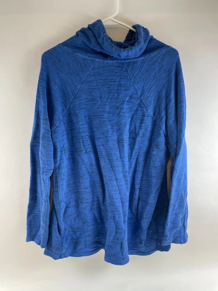 Suéter Rafaella Para Mujer Talla XL Azul Brezo Pullover Capucha Cuello Cordón Foto 2 de 4