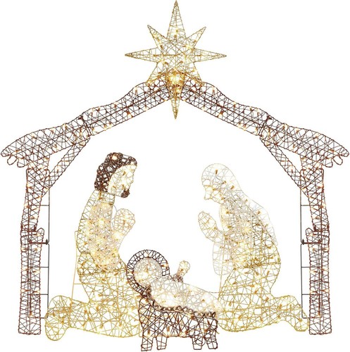6ft Lighted Outdoor Nativity Scene Christmas Holy Family Yard Decor w/190 Lights