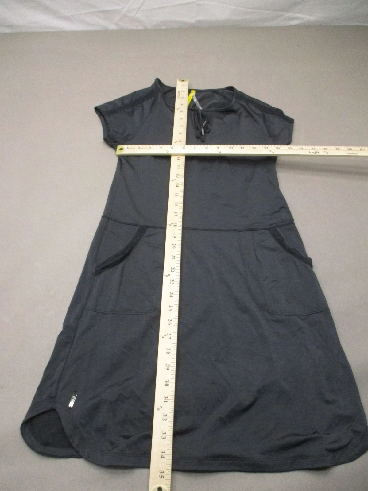 lole round neck drawstring short sleeve sports dress 