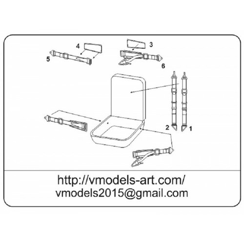 Vmodels 48004 - 1/48 - Photo-etched Seatbelts Luftwaffe WWII 48004 - Picture 6 of 9