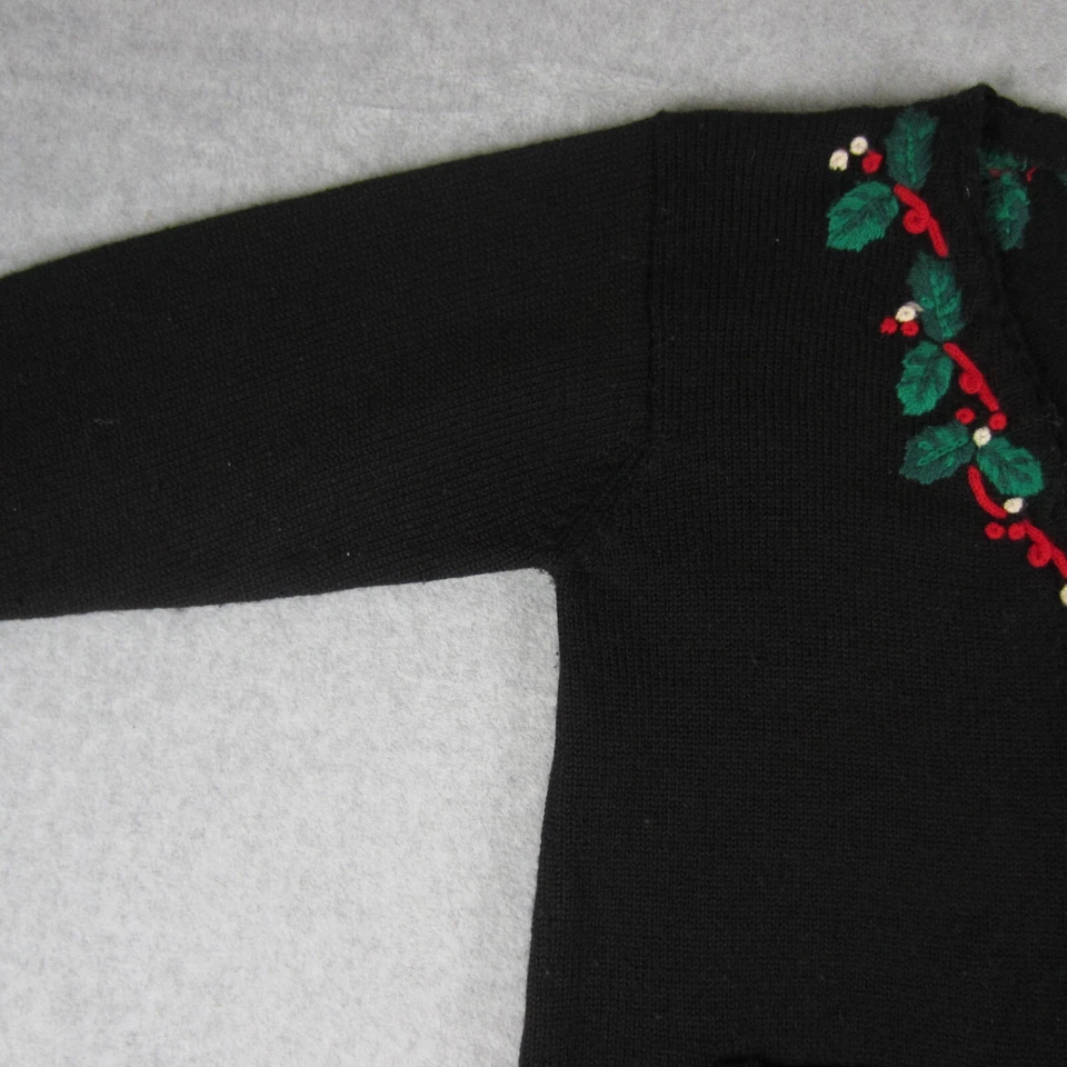 Pendleton Knockabouts Cardigan Sweater Womens M Black Wool Christmas Button Up - Image 3 of 4