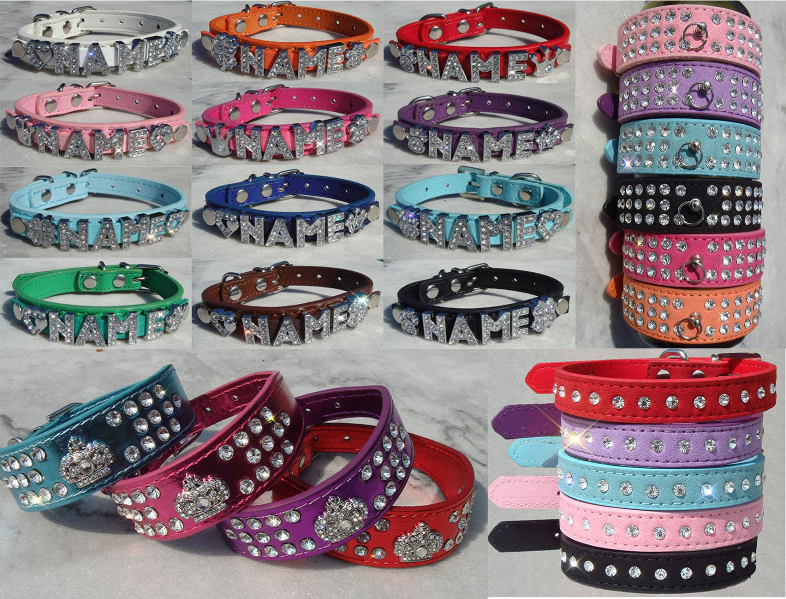 HUNDEHALSBAND STRASSHALSBAND HALSBAND STRASS HUND MIT BUCHSTABEN WUNSCHNAME