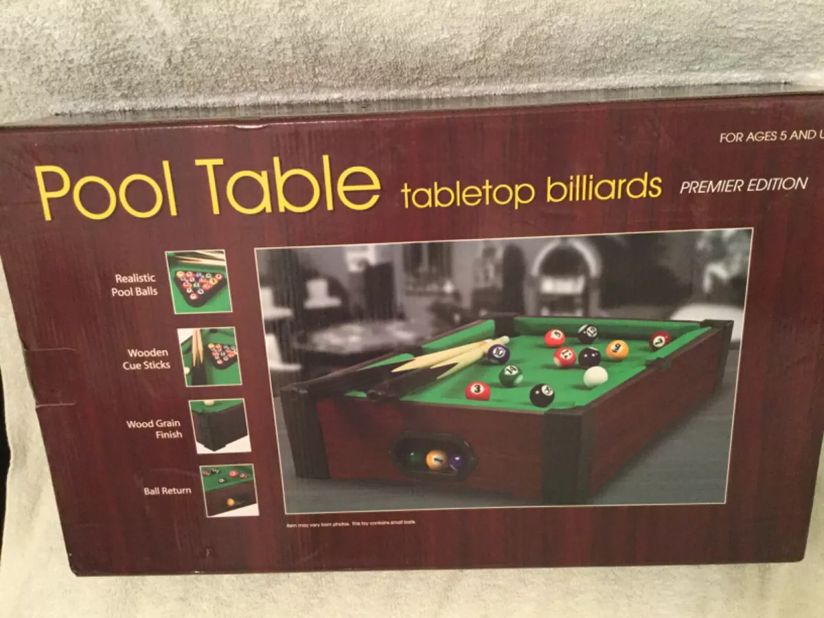 Mini Table Top Pool Table and Accessories 20 x 12 x 4 Inches Kids