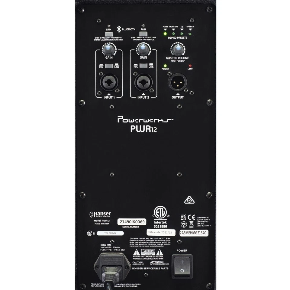 POWERWERKS PWR12 Bluetooth 2100w Total Active 12" PA Speaker System Pair - Image 4 of 4