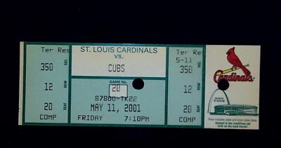 Cardinals Cubs Ticket Stub Pujols Rookie RC Game #34 RBI #37 Sacrifice 5/11/2001