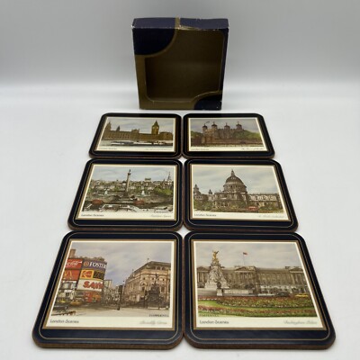 Vintage Pimpernel Premier Collection Set Of 6 Cork Coasters Made In England