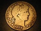 1908-S 90% Silver Barber Half Dollar Good FULL RIMS   ^^^^^