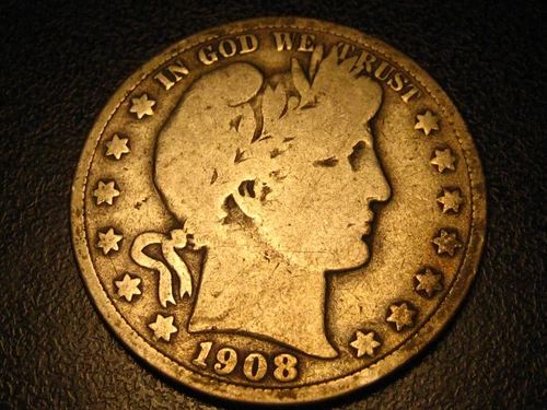 1908-S 90% Silver Barber Half Dollar Good FULL RIMS   ^^^^^