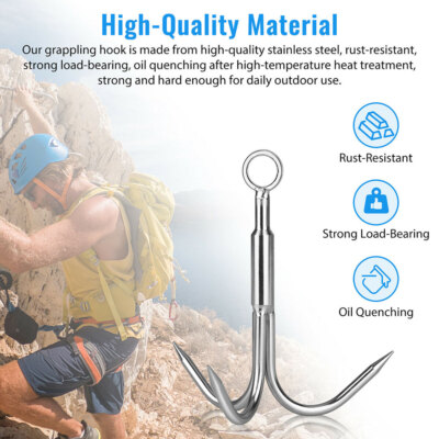 Grappling Hook 3Claw Climbing Hook Stainless steel Hook Grapnel Small/Large Size