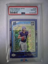 J.J. McCarthy 2024 Panini Donruss - Rated Rookie #303 Optic Blue Scope PSA 10