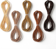 5Pcs Natural Leather Strips, 5M Leather Cord for Jewelry Making, Flat Suede Leat