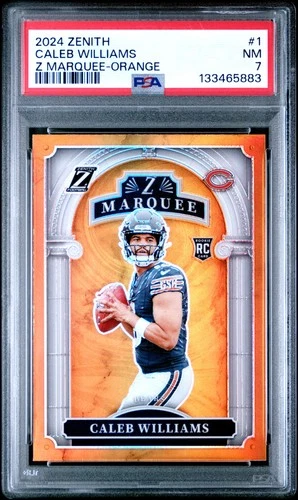 2024 PANINI ZENITH Z MARQUEE ORANGE #1 CALEB WILLIAMS ROOKIE RC PSA 7