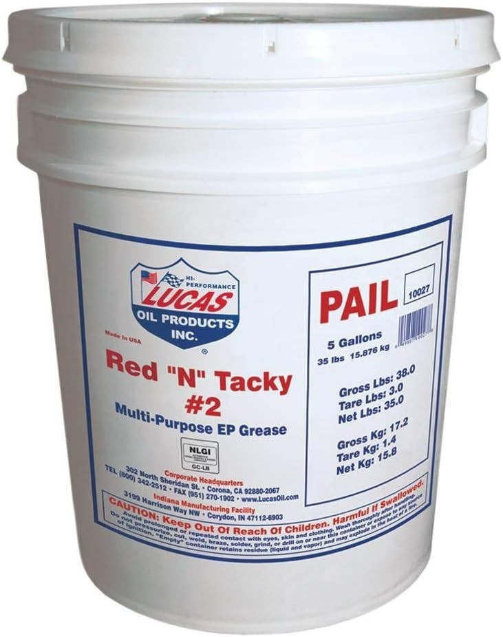 LUCAS OIL 10027 Red "N" Tacky Grease; 35 lb Pail
