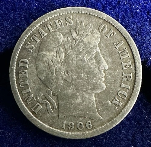 Rare Beautiful 1906-P U.S. Barber Dime (SILVER) KM 113