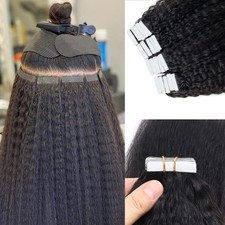 Kinky Straight Tape in Hair Extensions Human Hair Black Women Invisible