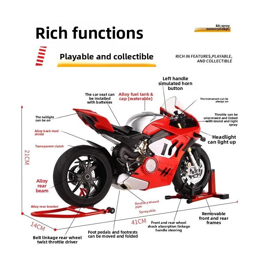1:6 Ducati V4S гонки мотоцикла литой сплав модель игрушка коллекции домашнего декора - Изображение 2 из 4