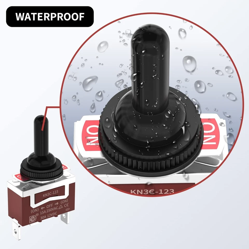Toggle Switch 12V DC (ON)-Off-(ON) 3 Way Waterproof Toggle Switch 12 V - Image 4 of 4