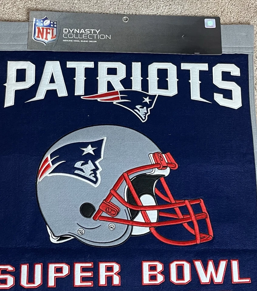 New England Patriots NFL Dynasty Championship Banner Wool Embroidered 24x36 - Image 3 of 4