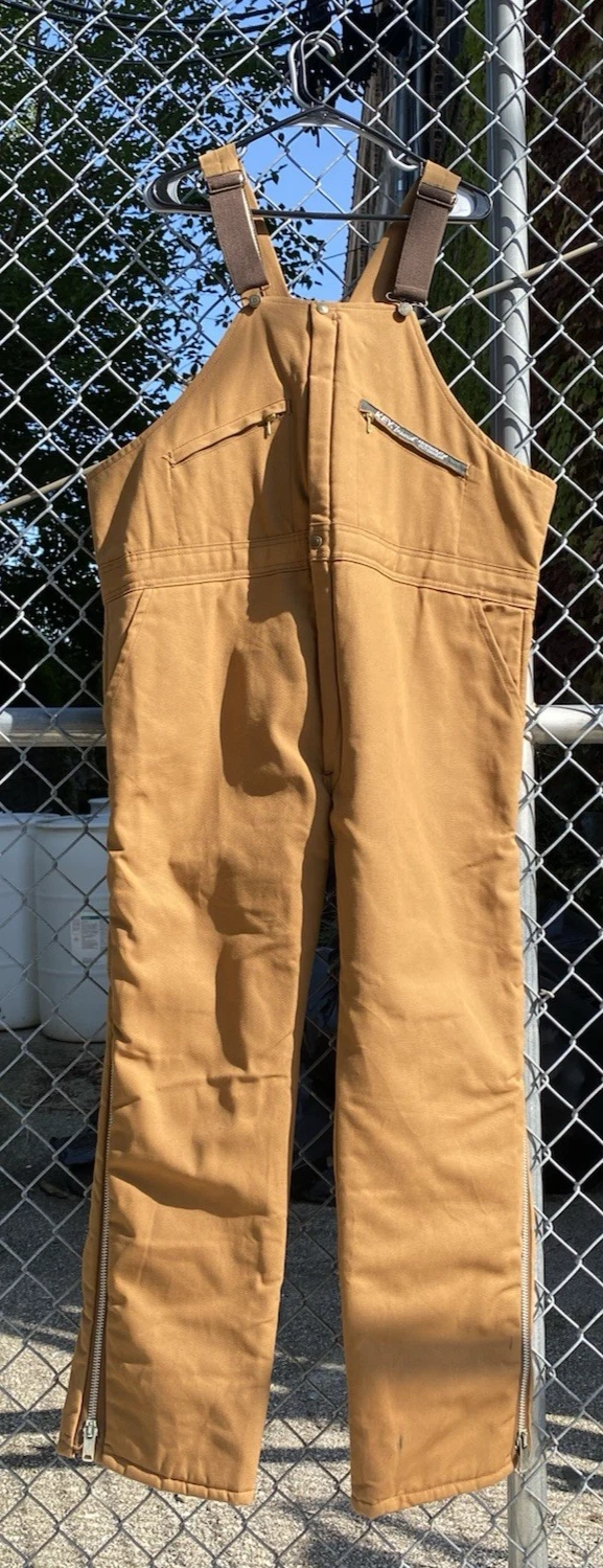 Vintage Key Imperial Duck Canvas Quilted Overalls Work Bibs Men’s XL Brown