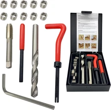 M12X1.5 Thread Repair Kit with Helicoil Inserts and HSS Drill Bits, 15 Pcs