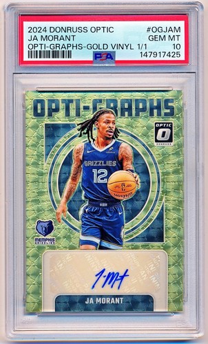 2024-25 Donruss Optic Ja Morant Opti-Graphs Gold Vinyl Auto #OG-JAM (1/1) PSA 10