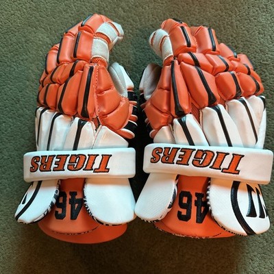 Lacrosse Gloves 13 Inch Large Regulator 2 Warrior AX Suede Orange Leather Tigers