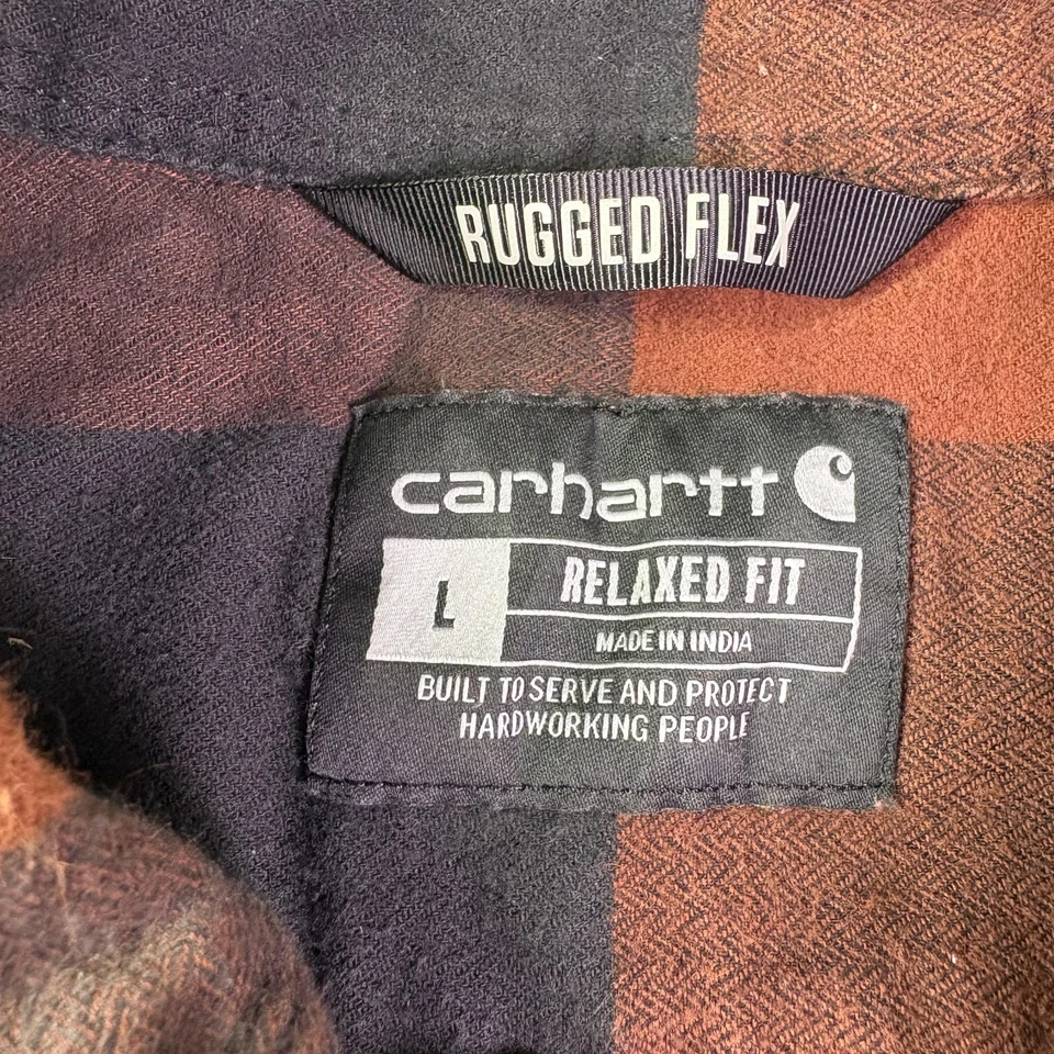 Camisa Carhartt Para Hombres Grande Marrón Negra A Cuadros Resistente Flex Calce Relajado Ropa de Trabajo Foto 4 de 4