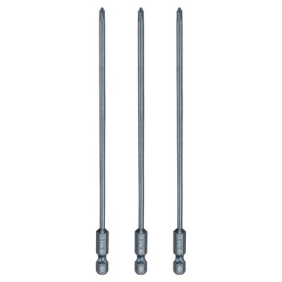 3pcs PH1 Phillips Screwdriver Bit 1/4'' Shank 8'' Long 0.12'' Rod Magnetic S2 Steel
