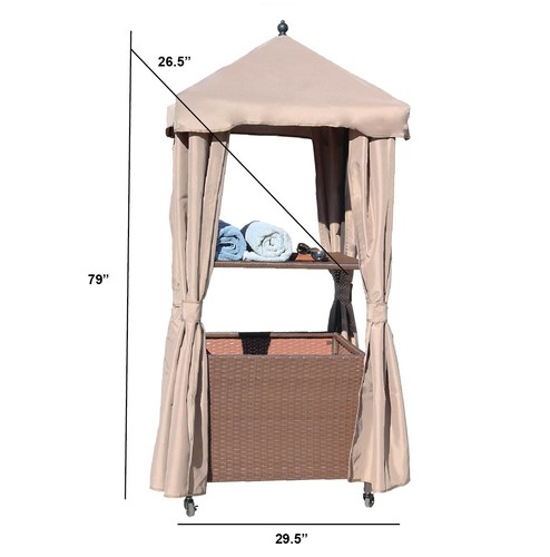 Barton Rolling Towel Caddy All-Wicker Outdoor Patio Furniture Organizer Wicker - Picture 7 of 7