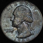 1960 Silver Washington Quarter - Choice Gem BU Super Color Blue Toned Luster 223