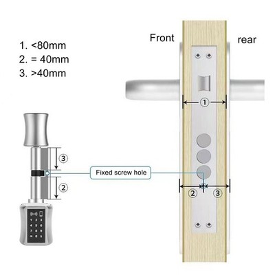 80mm Keyless Smart Cylinder Lock Touchscreen Keypad Deadbolt Lock Smart Pass SAL